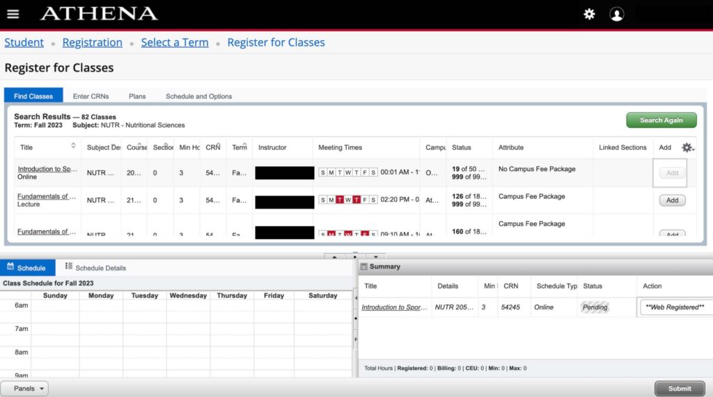 Registration Screen in Athena Step 8