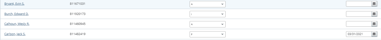 Athena gradebook showing imported grades populated for students