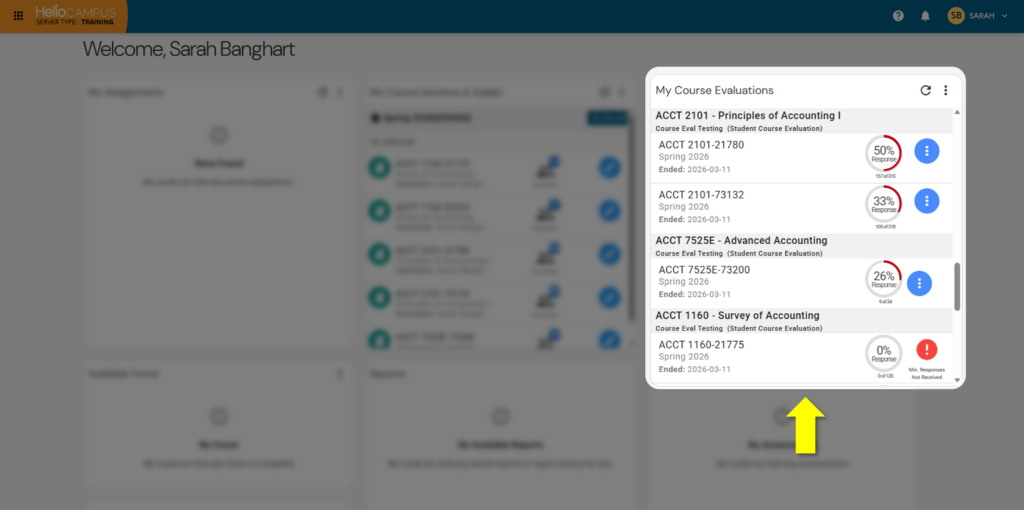 Instructor Widget for Evaluations